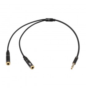 3.5mm 4pole male to 3.5mm stereo female and microphone audio cable